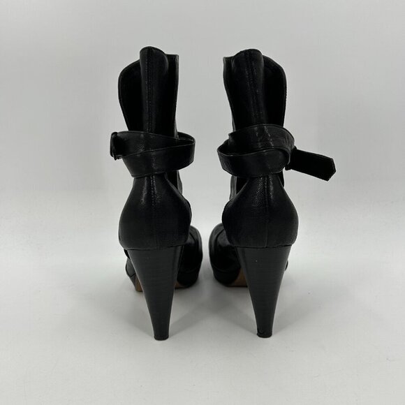 JEFFREY CAMPBELL Black Leather Platform Ankle Strap Booties Heels Shoes Size 9 - Picture 7 of 11